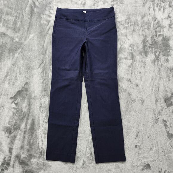 Charter Club Pants Womens 4PS Blue Pull On Cambridge Slim Leg Stretch Office - Picture 1 of 11